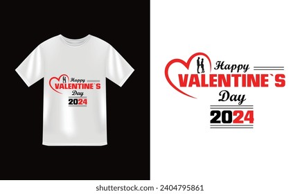 Happy Valentine`s Day 2024 T Shirt Design.