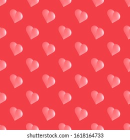 Happy Valentine's day. 3D. Design of decorative hearts. Seamless pattern. Can be used for social media, posters, email, print, ads designs.