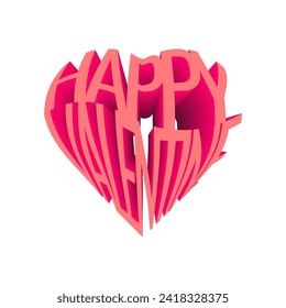 Happy Valentine's day 3d design isolated on white