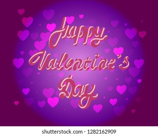 Happy Valentines Day. 3D inscription . Decorative background with lots of pink hearts . Vector illustration.