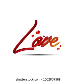 Happy Valentine's Day 3D lettering, isolated on White background. Perfect for holiday flat design. Vector illustration. - Vector