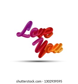 Happy Valentine's Day 3D lettering, isolated on White background. Perfect for holiday flat design. Vector illustration. - Vector