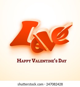 Happy Valentines day 3D love lettering, use for greeting card or wedding invitation