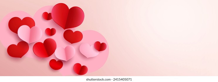 Happy Valentine's Day. 3D papercut valentine's background design for love ones in different colors. Vector Illustration.