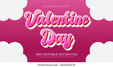 Happy valentines day 3d text effect editable vector
