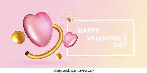Happy Valentine's Day 3D Vector style