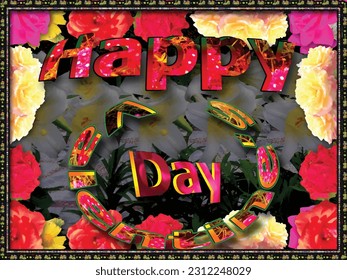 Happy valentine's day 3d words on floral nature background is a luxury romantic love design ,great for valentine day festival decoration and expression of heart feeling to beloved and different use
