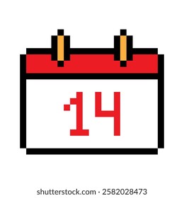 happy valentine's day 8 bit icon  vector  14 february calendar pixel art game love you heart greeting card icon