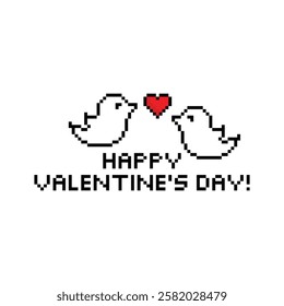 happy valentine's day 8 bit icon vector pixel art game love you heart greeting card icon 14 february