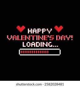 happy valentine's day 8 bit icon vector pixel art game love you heart greeting card icon 14 february