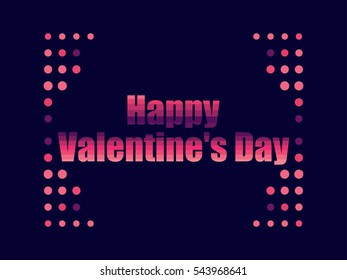 Happy Valentine's Day in 80's retro style. Text in the futuristic style, neon. Vector illustration