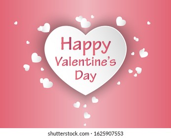 Happy Valentine's day abstract background with cut paper hearts, Vector illustration.