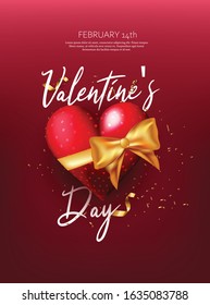 Happy Valentine's day abstract background. Happy valentines day text in red empty space with red heart shapes 