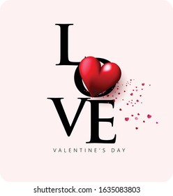 Happy Valentine's day abstract background. Happy valentines day text in red empty space with red heart shapes 