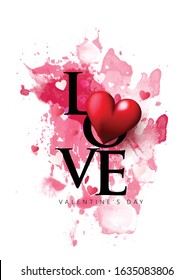 Happy Valentine's day abstract background. Happy valentines day text in red empty space with red heart shapes 