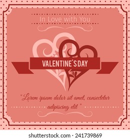 happy Valentine's Day abstract background with hearts and words of love