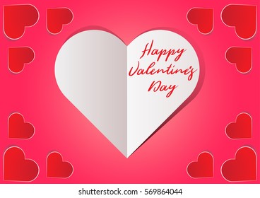 Happy Valentine's day abstract background with cut paper heart.