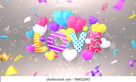 Happy Valentine's Day Abstract Colorful Web Banner