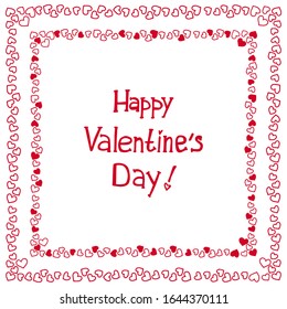 Happy Valentine's day. Abstract love for your valentines day greeting card design, banners.Burgundy hearts frame isolated on white background.February 14th day.Vector confetti for heart frame template