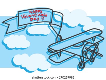 Happy Valentine's Day airplane dragging a banner