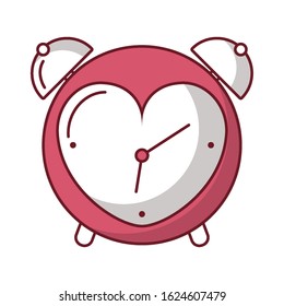 happy valentines day alarm clock with heart vector illustration design