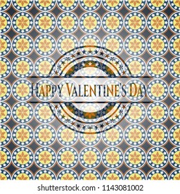 Happy Valentine's Day arabic badge background. Arabesque decoration.