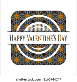 Happy Valentine's Day arabic badge background. Arabesque decoration.