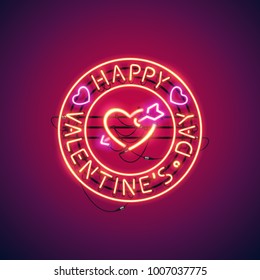 Happy Valentines Day with arrowed heart neon sign makes it quick and easy to customize your romance holiday projects. Each of object is named and placed in a symbol panel.