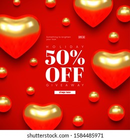 Happy Valentines Day background. 14 February banner design. Eps10 vector.