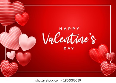 Happy Valentine's Day background with 3d heart or love. Valentine's day greeting card design concept background.