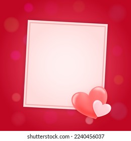 Happy Valentines Day Background with a 3d pink heart on pink background. Vector symbols of love for Happy Women's, Mother's, Valentine's Day, and birthday greeting card designs.