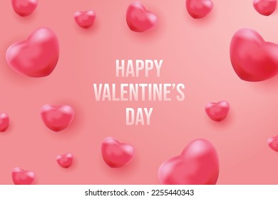 Happy valentine's day background with 3D hearts