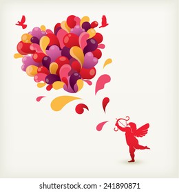 Happy Valentines Day background with abstract heart