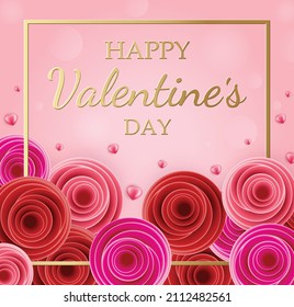 Happy valentine's day background, banner, wallpaper design. Pink background with hearts.