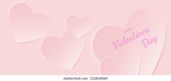 Happy Valentines Day background or banner with 3D hearts.Pink hearts geometric abstract background.Realistis 3D hearts design template