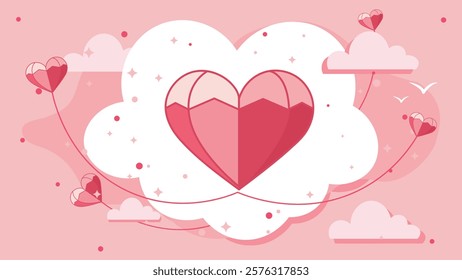 happy valentines day background banner with pink colour copy space place for text in here, Valentine's day concept background. Vector illustration. red and pink paper hearts.