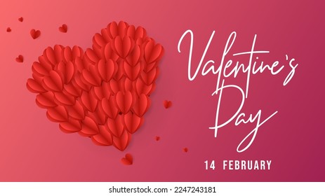 Happy Valentine's Day  Background with big heart on pink background ,for February 14, Vector illustration EPS 10