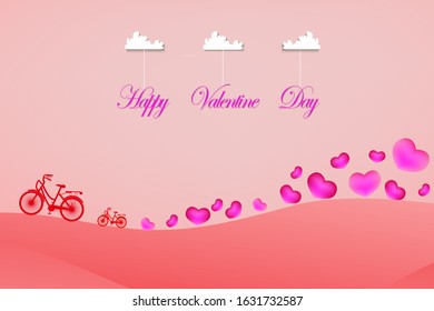 Happy valentine's day background with a bike and heart