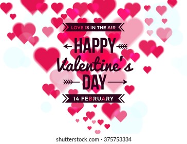 Happy valentine's Day Background with blur hearts. Vector illustration.