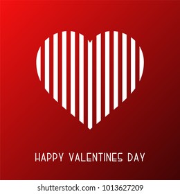 Happy valentines day background, card. Abstract striped minimalistic heart.