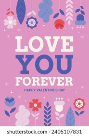 Happy valentines day background. Valentine's Day celebration. February 14.  Cartoon Vector illustration Template for Poster, Banner, Post, Flyer, Greeting, Card, Cover. Valentine's day design.