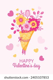 Happy valentines day background. Valentine's Day celebration. February 14.  Cartoon Vector illustration Template for Poster, Banner, Post, Flyer, Greeting, Card, Cover. Valentine's day design.