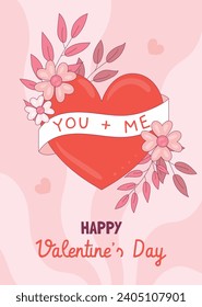 Happy valentines day background. Valentine's Day celebration. February 14.  Cartoon Vector illustration Template for Poster, Banner, Post, Flyer, Greeting, Card, Cover. Valentine's day design.