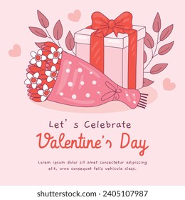Happy valentines day background. Valentine's Day celebration. February 14.  Cartoon Vector illustration Template for Poster, Banner, Post, Flyer, Greeting, Card, Cover. Valentine's day design.