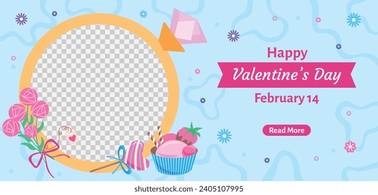 Happy valentines day background. Valentine's Day celebration. February 14.  Cartoon Vector illustration Template for Poster, Banner, Post, Flyer, Greeting, Card, Cover. Valentine's day design.