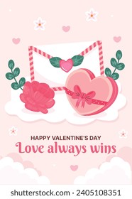 Happy valentines day background. Valentine's Day celebration. February 14. Cartoon Vector illustration Template for Poster, Banner, Post, Flyer, Greeting, Card, Cover. Valentine's day design.