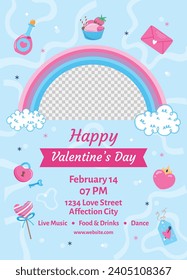 Happy valentines day background. Valentine's Day celebration. February 14. Cartoon Vector illustration Template for Poster, Banner, Post, Flyer, Greeting, Card, Cover. Valentine's day design.
