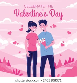 Happy valentines day background. Valentine's Day celebration. February 14. Cartoon Vector illustration Template for Poster, Banner, Post, Flyer, Greeting, Card, Cover. Valentine's day design.