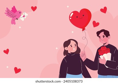 Happy valentines day background. Valentine's Day celebration. February 14. Cartoon Vector illustration Template for Poster, Banner, Post, Flyer, Greeting, Card, Cover. Valentine's day design.
