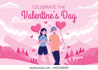 Happy valentines day background. Valentine's Day celebration. February 14. Cartoon Vector illustration Template for Poster, Banner, Post, Flyer, Greeting, Card, Cover. Valentine's day design.